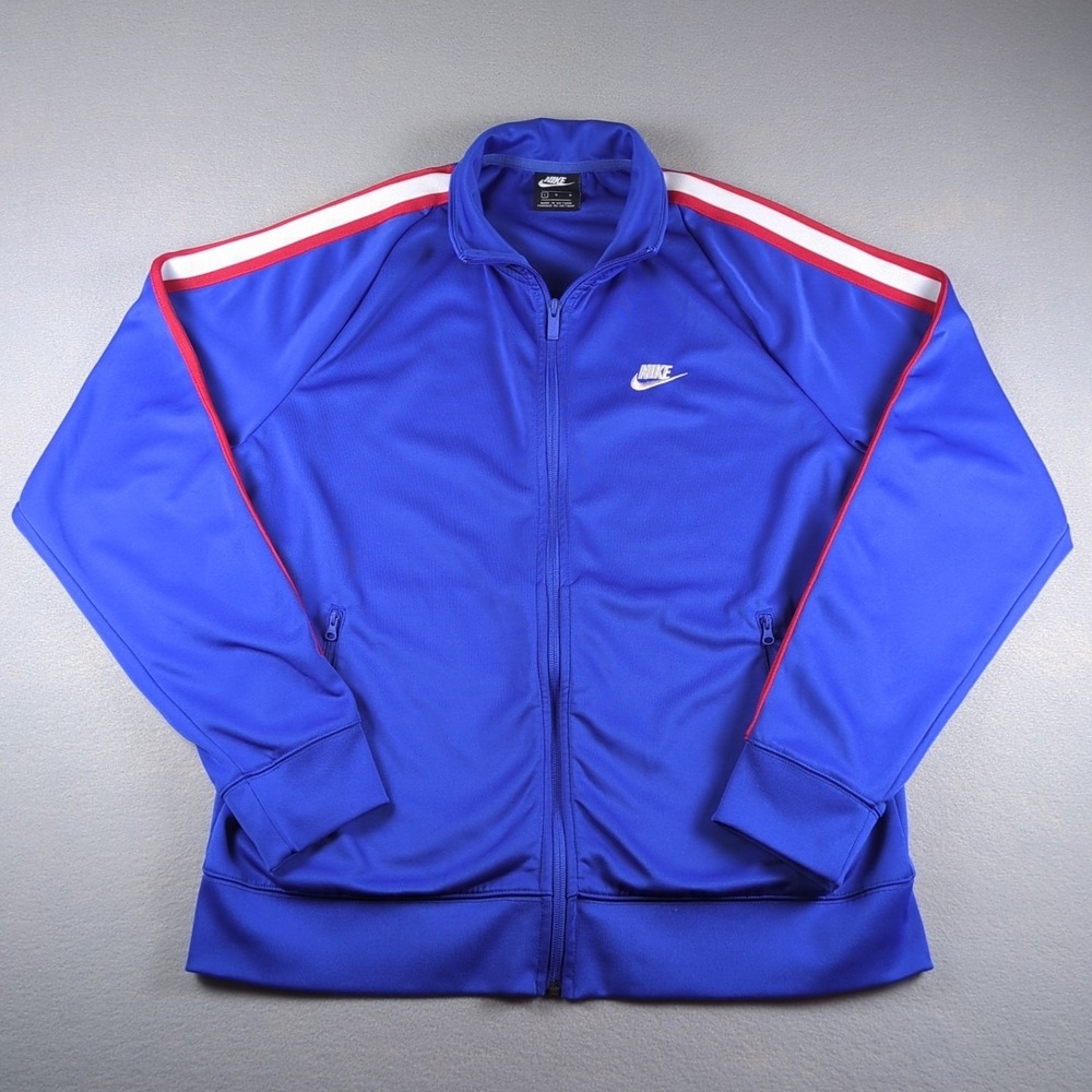 Nike N98 Tribute Track Jacket Mens Large Blue Red White Striped Full Zip Soccer
